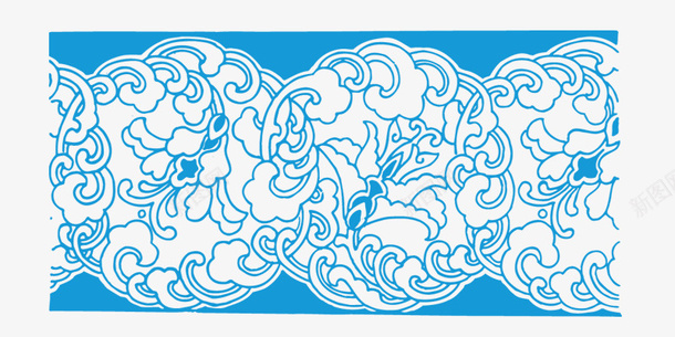 蓝色花朵连续装饰图案png免抠素材_新图网 https://ixintu.com 花图案 花朵 蓝色 装饰 连续