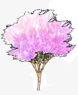 手绘水彩粉色植物素材