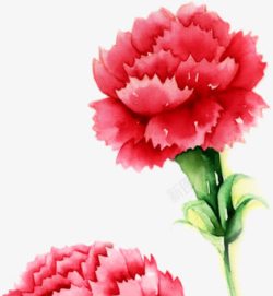红色手绘花朵美景手绘素材