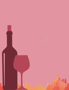 葡萄酒剪影海报背景背景