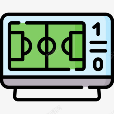 足球电视38线性颜色图标图标