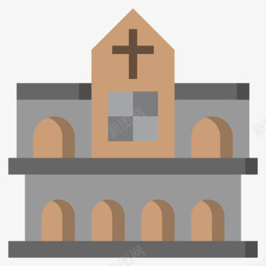 教堂建筑系列4公寓图标图标