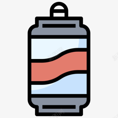 汽水罐饮料39线性颜色图标图标