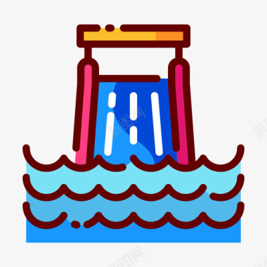 水滑梯waterpark7线性颜色图标图标