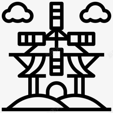 Kinderdijk风车世界地标2直线型图标图标