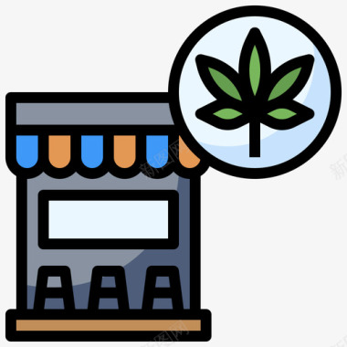 商店大麻9线性颜色图标图标