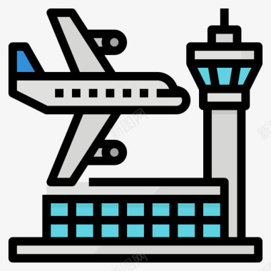 机场131号机场线性颜色图标图标