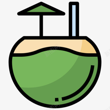 椰子水饮料39原色图标图标