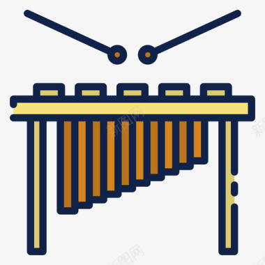 木琴乐器18线性颜色图标图标