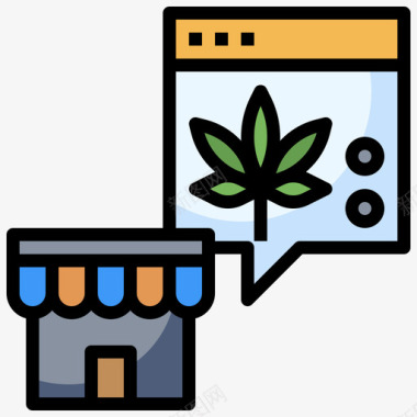 网上商店大麻9线性颜色图标图标