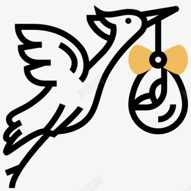 小鸟鹳宝宝125黄影图标图标