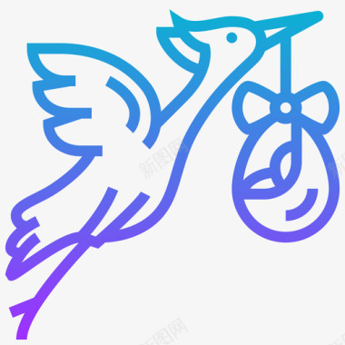 小鸟鹳宝宝123梯度图标图标