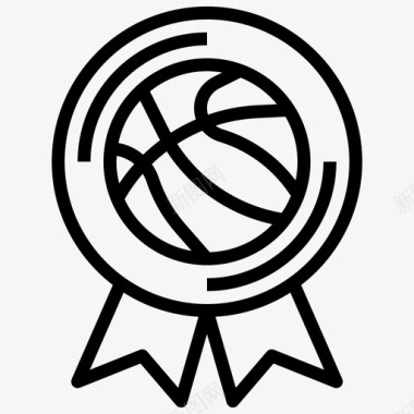 奖牌篮球24分直线型图标图标