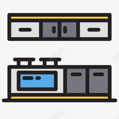 厨房家用设备15线性颜色图标图标