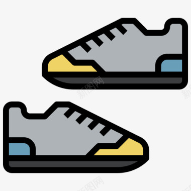 跑鞋运动跑步4线性颜色图标图标