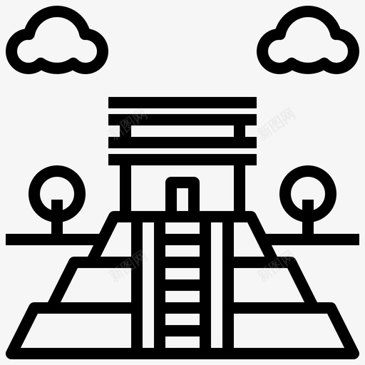 ChichenItza世界地标2直线型图标svg_新图网 https://ixintu.com Chichen Itza 世界 地标 直线 线型