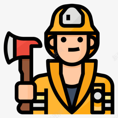 消防员职业16线性颜色图标图标