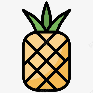 菠萝夏威夷23线形颜色图标图标