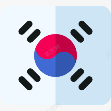 韩国9面国旗平的图标图标