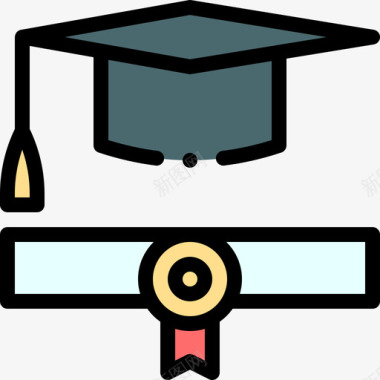 Mortarboard就业24岁线性颜色图标图标