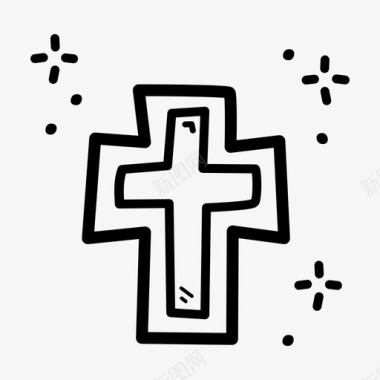 十字架借来的涂鸦图标图标