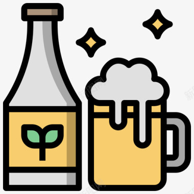 啤酒wildwest34线性颜色图标图标