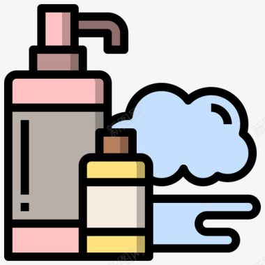 洗发水卫生28线性颜色图标图标