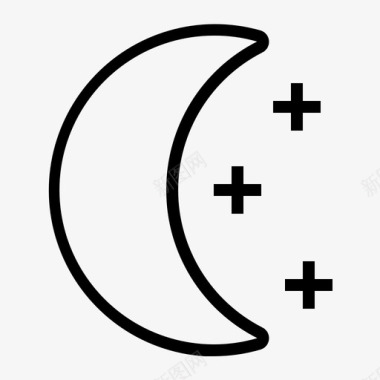 新月云夜图标图标