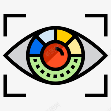 视网膜扫描网络安全32线性颜色图标图标