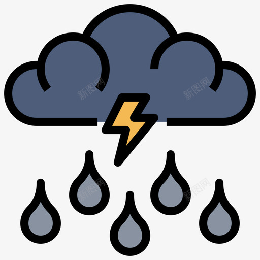 下雨天气249线性颜色图标svg_新图网 https://ixintu.com 下雨 天气 线性 颜色