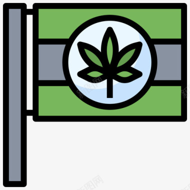 牙买加大麻9线性颜色图标图标