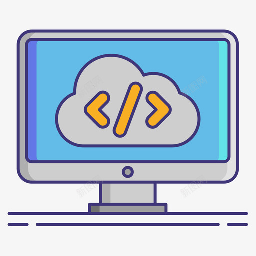 云编码计算机编程图标1线颜色svg_新图网 https://ixintu.com 图标 编码 编程 计算机 颜色