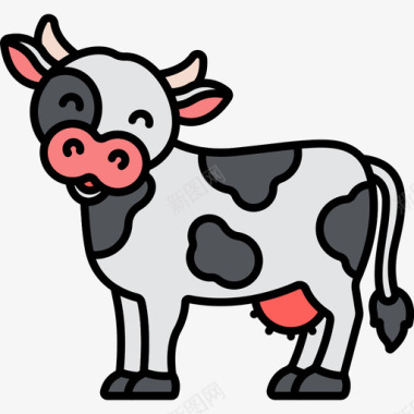 牛动物27线性颜色图标图标