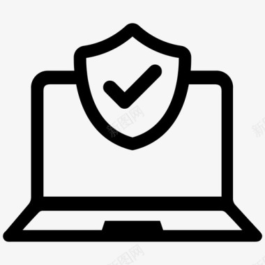 笔记本电脑保护防病毒网络安全图标图标