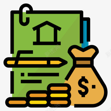 贷款房地产和物业4线性颜色图标图标
