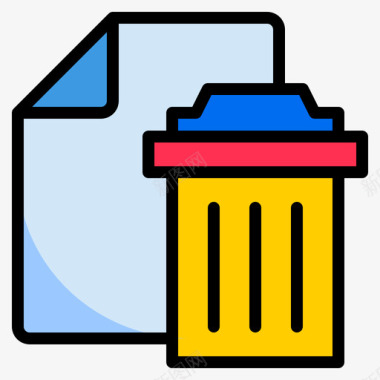 垃圾桶互联网和浏览器3线性颜色图标图标