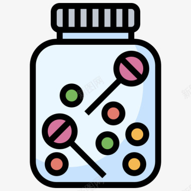 棒棒糖糖和糖果18线性颜色图标图标