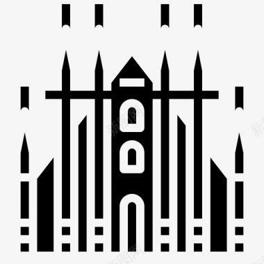 米兰大教堂世界地标1填充物图标图标