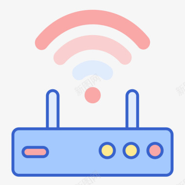 Wifi实时流媒体线性彩色图标图标