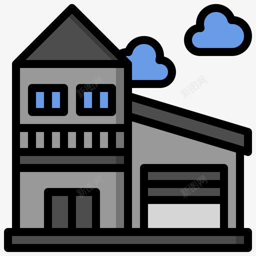 别墅建筑系列5线性颜色图标svg_新图网 https://ixintu.com 别墅 建筑 建筑系 系列 线性 颜色