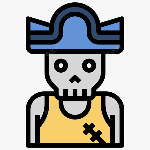 骷髅头海盗18线形颜色图标svg_新图网 https://ixintu.com 海盗 线形 颜色 骷髅