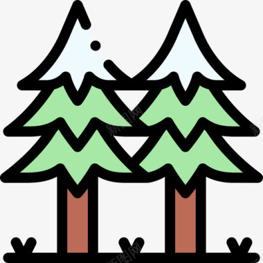 树木动物和自然公园1线性颜色图标图标