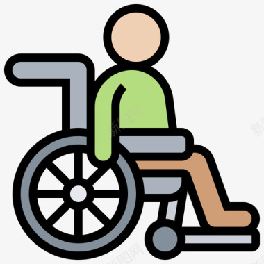残疾人城市60线性颜色图标图标
