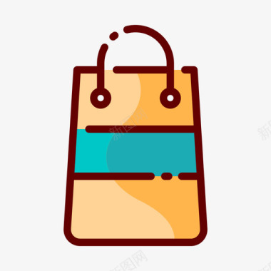 购物袋超市58线性颜色图标图标