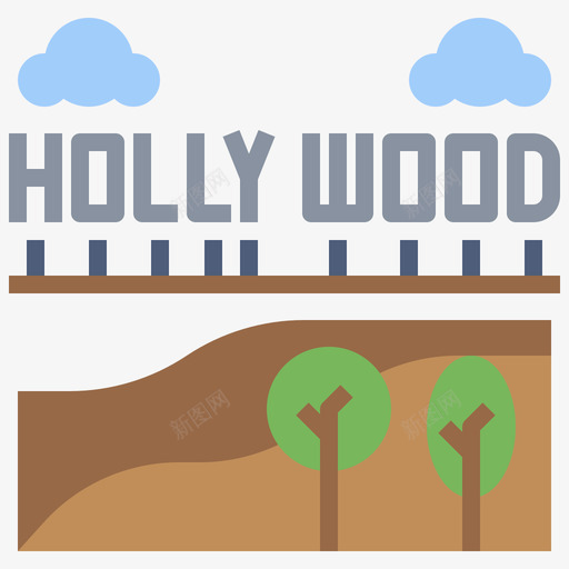 好莱坞世界地标3平地图标svg_新图网 https://ixintu.com 世界 地标 好莱坞 平地