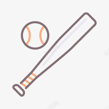 棒球棒棒球65线颜色图标图标