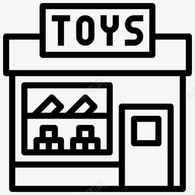 玩具店建筑系列2线性图标图标