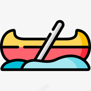 独木舟运输166线性颜色图标图标