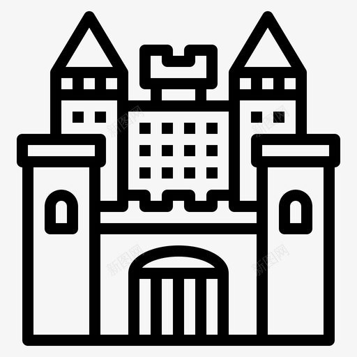 城堡镇上的地方轮廓图标svg_新图网 https://ixintu.com 地方 城堡 轮廓 镇上
