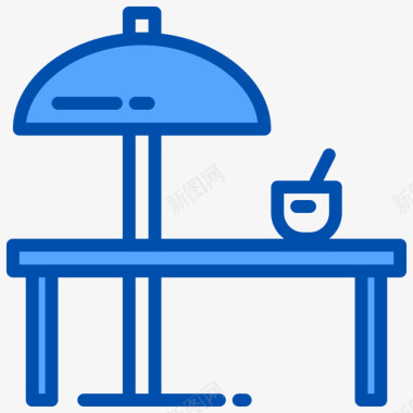 野餐桌烧烤34蓝色图标图标